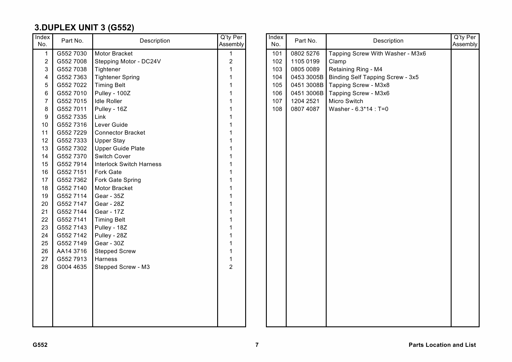 RICOH Options G552 DUPLEX-UNIT Parts Catalog PDF download-5